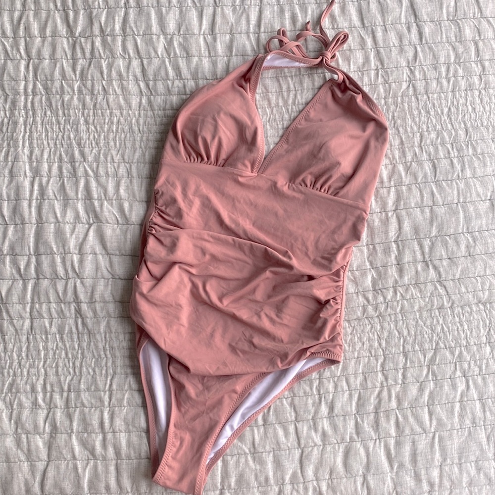 Cupshe rose pink halter one-piece swimsuit